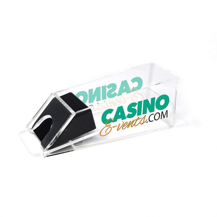 Custom Blackjack Dealing Shoe: 6-Deck, All Clear with Black Roller main image